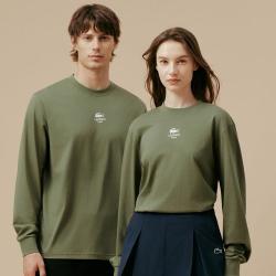 LACOSTE 法国鳄鱼男女同款春秋季时尚潮流舒适休闲百搭圆领长袖T恤上衣