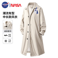 NASA GISS 官方潮牌中长款风衣男女同款休闲宽松青年垂感百搭外套男 卡其 L