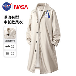 NASA GISS 官方潮牌中长款风衣男女同款休闲宽松青年垂感百搭外套男 卡其 L