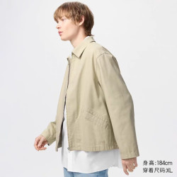 优衣库 日系合作款/男装女装26春新款休闲拉链茄克/底特律夹克外套484249 32深米色 M