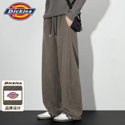 Dickies 裤子男士老钱风卫裤宽松阔腿直筒休闲裤男秋冬季长裤 卡其色 XL