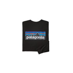 巴塔哥尼亚 自营欧洲直邮PATAGONIA P-6 LOGO男士黑色棉质长袖T恤