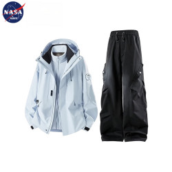 NASA MARVEL 冲锋衣套装男秋季新款三合一防风冲锋裤登山服一整套青少年男装