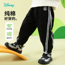 迪士尼 童装男童束脚长裤新品 碳黑 120
