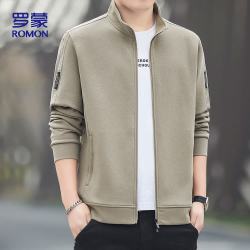 罗蒙 外套男士开衫卫衣男装春秋季男士休闲运动宽松夹克男7508卡其2XL