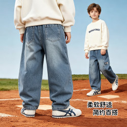 迪士尼 春秋新款男童唐老鸭宽松牛仔裤 牛仔蓝 110