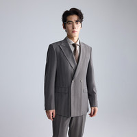 利郎 青年商务男装西服套装男戗驳领双排扣正装西装二件套 咖色（2YA） 175A