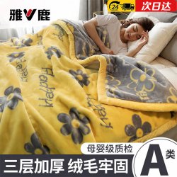 雅鹿 A类双层加厚拉舍尔毛毯毯子家用单双人盖毯空调毯学生宿舍午睡毯 繁花絮语