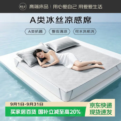 源生活A类夏季凉感冰丝席夏季水洗机洗凉席三件套1.8x2米 高级灰