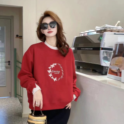 重工刺绣群舞蝴蝶假两件加厚加绒保暖 秋冬女款卫衣