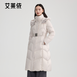 艾莱依 d-艾莱依冬季羽绒服气质收腰长款女时尚休闲百搭保暖外套1293