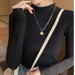 秋冬款女士洋气显瘦半高领长袖时尚百搭修身内搭上衣