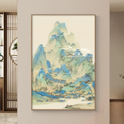 新中式千里江山玄关装饰画
