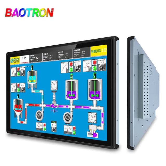 BAOTRON 工业显示器触控屏内嵌显示器电容触摸屏壁挂显示器车载医疗显示器电梯广告显示屏 18.5英寸高分触摸显示器（1920*1080） 金属外壳纯平面款