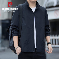 皮尔·卡丹 皮尔卡丹（pierre cardin）夹克外套男2026秋季新款高端通勤风立领男装秋装上衣 黑 XL