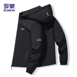 罗蒙 夹克男士外套秋冬季潮流商务户外运动休闲防风爸爸男装JK01黑色X