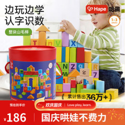 Hape 80粒桶装益智积木 100%山毛榉  1-3Y E8402