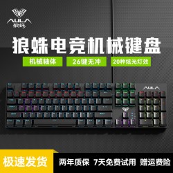 狼蛛 S2022 104键 有线机械键盘 黑色 青轴 混光