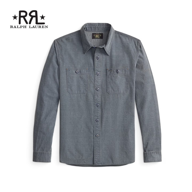 RRL 男装 26年秋季格纹印花梭织棉质工作衬衫RL96183 400-多色 L