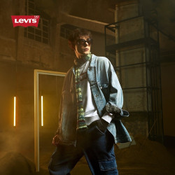 Levi's 新款男士涂鸦满印牛仔外套0016Y
