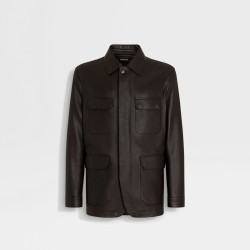 Ermenegildo Zegna ZEGNA杰尼亚男装深棕色鹿皮工装夹克外套/上衣