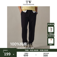 TEENIE WEENIE Men小熊男装春秋款卫裤男针织束脚合体舒适日常刺绣休闲长裤裤子 黑色 M