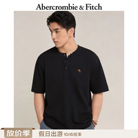 Abercrombie & Fitch 小麋鹿图案美式白色多色亨利纯棉重磅T恤