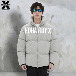 EdHardyX时尚冬季立领老虎字母男女同款羽绒服情侣款白鸭绒衣服潮