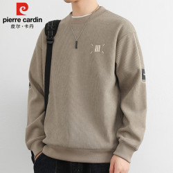 皮尔·卡丹 皮尔卡丹（pierre cardin）卫衣男春秋季韩版潮流宽松圆领长袖T恤男装上衣服 大地杏 XL
