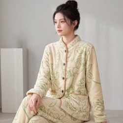 汀伊兰 睡衣女秋冬季加厚套装家居服保暖长袖春秋新款珊瑚绒法兰绒可外穿