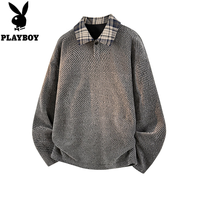 PLAYBOY POLO衫长袖T恤男士秋季 深灰色 XL (建议130至145斤可穿)