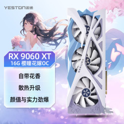 盈通 AMD Radeon RX 9060 XT 16GB GDDR6 三风扇游戏独立显卡