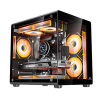 WJCOOLMAN 孤勇者MINI白电脑机箱台式机MATX海景房240一体水冷全侧透ITX桌面 彩虹黑（MATX/240水冷/32CM显卡）