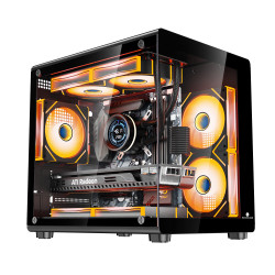 WJCOOLMAN 孤勇者MINI白电脑机箱台式机MATX海景房240一体水冷全侧透ITX桌面 彩虹黑（MATX/240水冷/32CM显卡）
