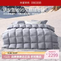 水星家纺 A类抑菌阻螨95%鹅绒冬被芯防钻绒秋冬羽绒被子 寒域静暖抗菌鹅绒冬被150cm×210cm