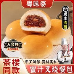 粤味婆 正宗广式早茶  烘培叉烧餐包240g-6个 4包