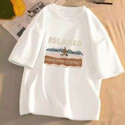 嘉晔 短袖t恤男港风潮牌印花五分袖上衣百搭休闲帅气潮流ins体恤衫  T2425浅蓝色 XL 110-125斤
