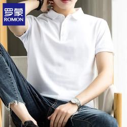 罗蒙 短袖t恤男士商务polo衫男夏季休闲短袖男上衣服外套男 白3XL