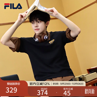 斐乐 猫咪刺绣T|短袖男女情侣装26夏季新款多巴胺休闲风服 正黑色-BK L 175/96A/