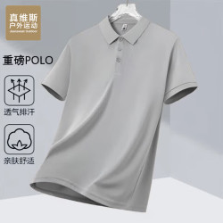 JEANSWEST OUTDOOR 短袖T恤男夏季翻领纯色polo衫半截袖休闲服打底衫 灰色 L