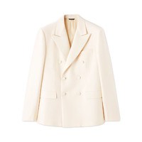 Loro Piana LP男装西装羊毛混纺双排扣V领休闲长袖西服套装2026新款 乳白色 (A0M0) 50