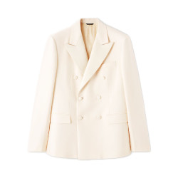 Loro Piana LP男装西装羊毛混纺双排扣V领休闲长袖西服套装2026新款 乳白色 (A0M0) 50
