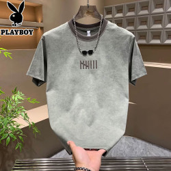 PLAYBOY 2026夏季新款扎染潮牌短袖男t恤高级感半袖拼接体恤男时尚上衣潮