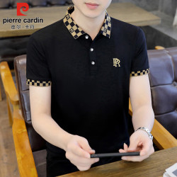 皮尔·卡丹 皮尔卡丹（pierre cardin）短袖男款夏季男士t恤高端polo衫潮流休闲上衣服男装 黑色 X
