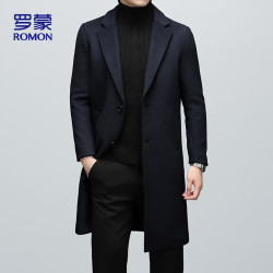 罗蒙 秋冬季羊毛呢外套男士大衣保暖商务休闲潮流夹克防风衣1930藏青2X