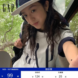 Gap 男女装2026春季纯棉印花logo圆领短袖T恤宽松上衣725624