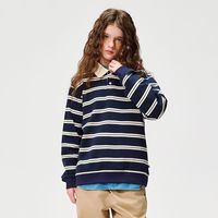 百亿补贴：NAUTICA 童装男女童翻领条纹卫衣春秋儿童重磅长袖POLO衫