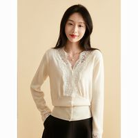 百亿补贴：KELE COCO 女士羊毛衫 蕾丝V领长袖开衫