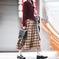 百亿补贴：马登 新款女士裙美式格子半身裙宽松休闲显瘦显高复古格纹长裙女