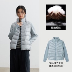 阪织屋 90白鸭绒短款立领针织拼接轻薄羽绒服2026冬新款保暖外套女